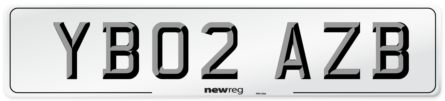 YB02 AZB Number Plate from New Reg